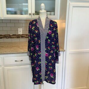 Victoria’s Secret Vintage Blue Floral Stripe Robe One Size Silky Gold Label